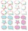 Vector set of colorful party stickers for boys and girls.