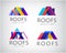 Vector set of colorful roof, building logos. Overlaping ribbon structure