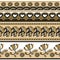 Vector set of colorful seamless borders . Ethnic indian kalamkari ornament. Ornamental folk design in oriental style