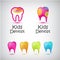 Vector set of colorful teeth logos. Kids dentist, dental medical icons