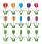 Vector set of colorful tulip icons