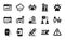 Vector set of Construction building, Internet app and Builders union icons simple set. Vector