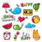 Vector set of cool stickers, patches with and summer symbols.