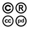 Vector set of the copyright registered trademark public domain and creative commons symbols