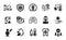 Vector set of Coronavirus, Washing hands and People vaccination icons simple set. Vector