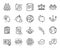 Vector set of Correct way, Court judge and Instruction manual line icons set. Vector