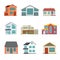Vector set of cottage building flat icons