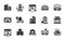 Vector set of Court building, Market and Distribution icons simple set. Vector