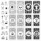 Vector set covers of playing or fortune telling cards of mystical, occult elements.