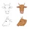 Vector Set of Cow Head Illustrations