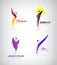 Vector set of creative human, man logos. Leader, business success, sport, yoga, healthy lifestyle signs, icons