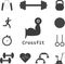 Vector Set of Crossfit Icons. Sport, fitness, gym workout