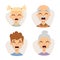 Vector set crying emoticons face of people fear shock surprise avatars characters illustration