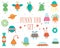 Vector set of cute aliens, UFO, flying saucer for children