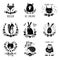 Vector set of cute animals: fox, bear, rabbit, squirrel, wolf, hedgehog, owl, cat. Illustrations for children`s prints
