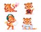 Vector set of cute baby tiger character