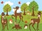 Vector Set of Cute Cartoon Deers