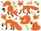 Vector Set of Cute Cartoon Foxes