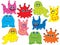 Vector Set of Cute Cartoon Monsters