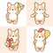 Vector set of cute corgi dog characters