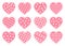 Vector set of cute decorated hearts. Saint Valentineâ€™s day symbols collection. Playful February holiday love icons isolated on