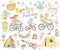 Vector set of cute doodle family and holidays. Equipment for cam