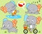 Vector set of cute elephants cartoon in different action