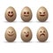 Vector set of cute and funny eggs with different emotions, dedicated to Happy Easter Day. Collection with painted faces