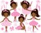 Vector Set with Cute Little African American Ballerinas