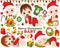 Vector Set with Cute Little Baby Boys Wearing Christmas Clothes and Xmas Elements