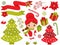 Vector Set with Cute Little Girl and Christmas Festive Elements