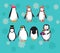 Vector set with cute penguins character.