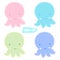 Vector set of cute scrapbooking octopuses