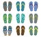 Vector set with cute summer flip flops for men