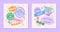 Vector set of cute templates with patches and stickers in 90s style