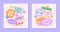 Vector set of cute templates with patches and stickers in 90s style