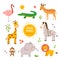 Vector set of cute young wild African animals