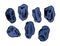 Vector set of dark blue honeysuckle berries. a hand-drawn collection of uneven blue honeysuckle berries with a black outline