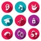 Vector Set of Deafness Icons. Ear, sound, sign language, anvil, cotton swab, boric acid, hearing aid, earring, headphone