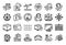 Vector set of Delivery service, Departure plane and Parking garage line icons set. Vector