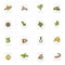 Vector set design colorful templates logo and emblems - herbs and spices. Different spices icon. Logos in trendy linear