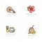 Vector set design colorful templates logo and emblems - organic herbs and teas . Different teas icon-puer, hibiscus