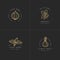Vector set design golden templates logo and emblems - herbs and spices. Italian herb icon. Logos in trendy linear style