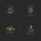 Vector set design golden templates logo and emblems - herbs and spices. Italian herb icon. Logos in trendy linear style