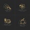 Vector set design golden templates logo and emblems - organic herbs and teas . Different teas icon-puer, hibiscus, mate