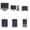 Vector Set of Device Icons. Personal Computer, Monitor, Laptop, Tablet PC, Smartphone and Cellphone