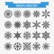 Vector set of different abstract snowflakes