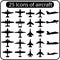 Vector set of different airplane icons.