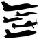 Vector set of different airplane icons.