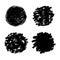 Vector set of different blots. Black grunge paintbrush